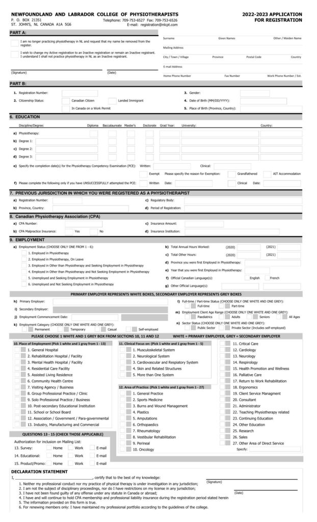 New Applicants Registration Newfoundland And Labrador College Of   Registration Form 2022 2023 Blankp 622x1024 